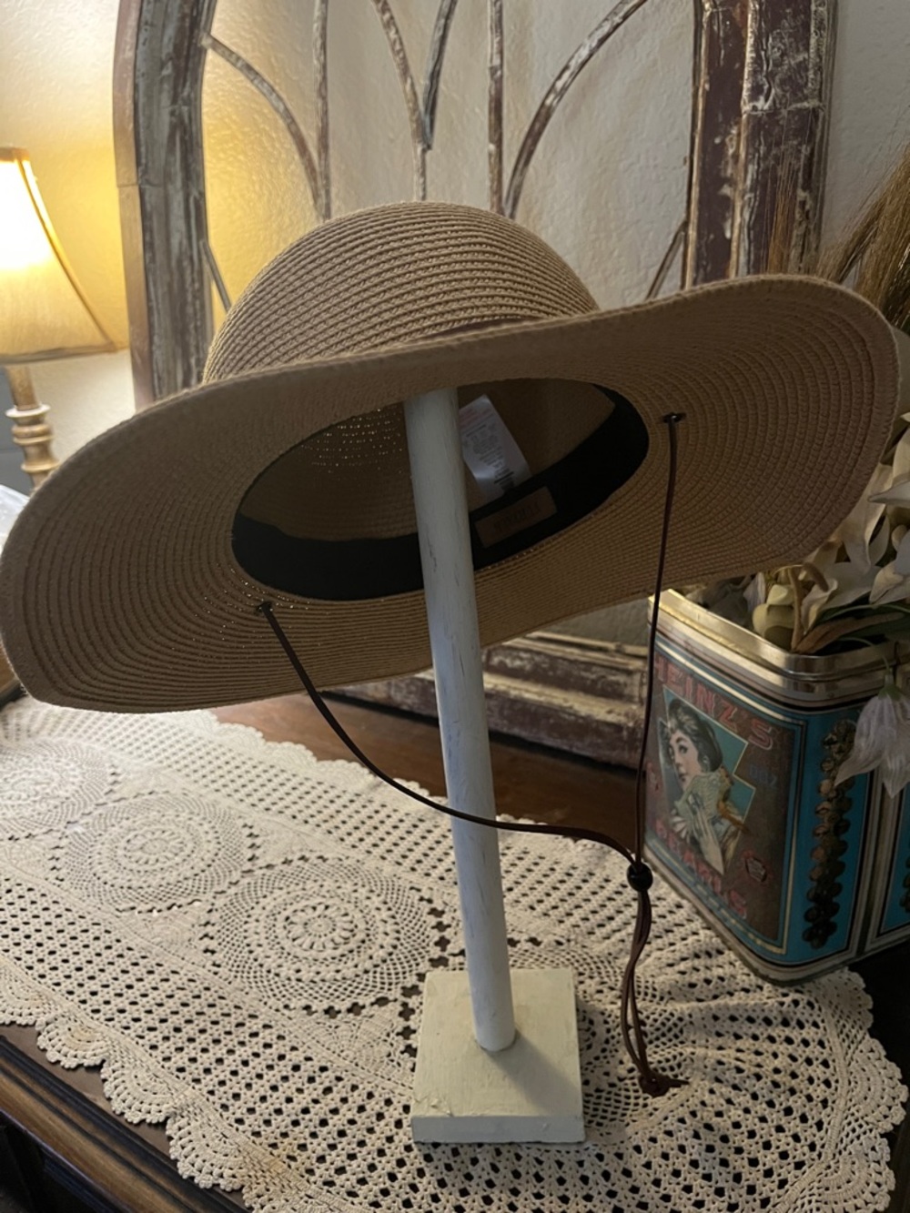 Woman’s Tan Straw Sun Hat - Classic Summer Accessory, 14 inches Wide, FurTalk
